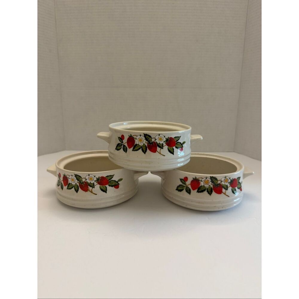 Strawberries N' Cream by Sheffield Individual Casserole Dish Set of 3